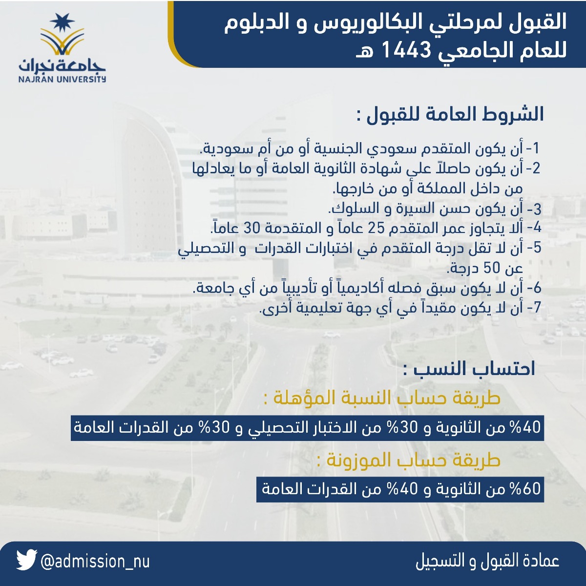 جامعة نجران تعلن مواعيد القبول للعام القادم Najran University